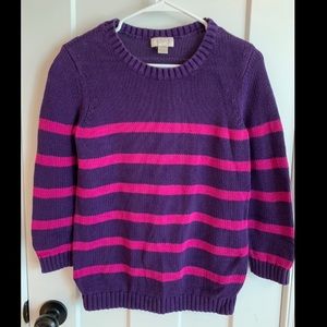 Loft Medium Purple with pink striped Sweater